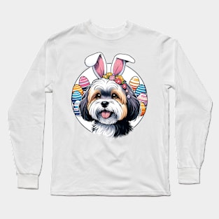 Lowchen Enjoys Easter with Bunny Ears and Eggs Long Sleeve T-Shirt